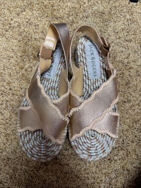 Jack Rogers Metallic Rose Gold Braided Slingback Sandals